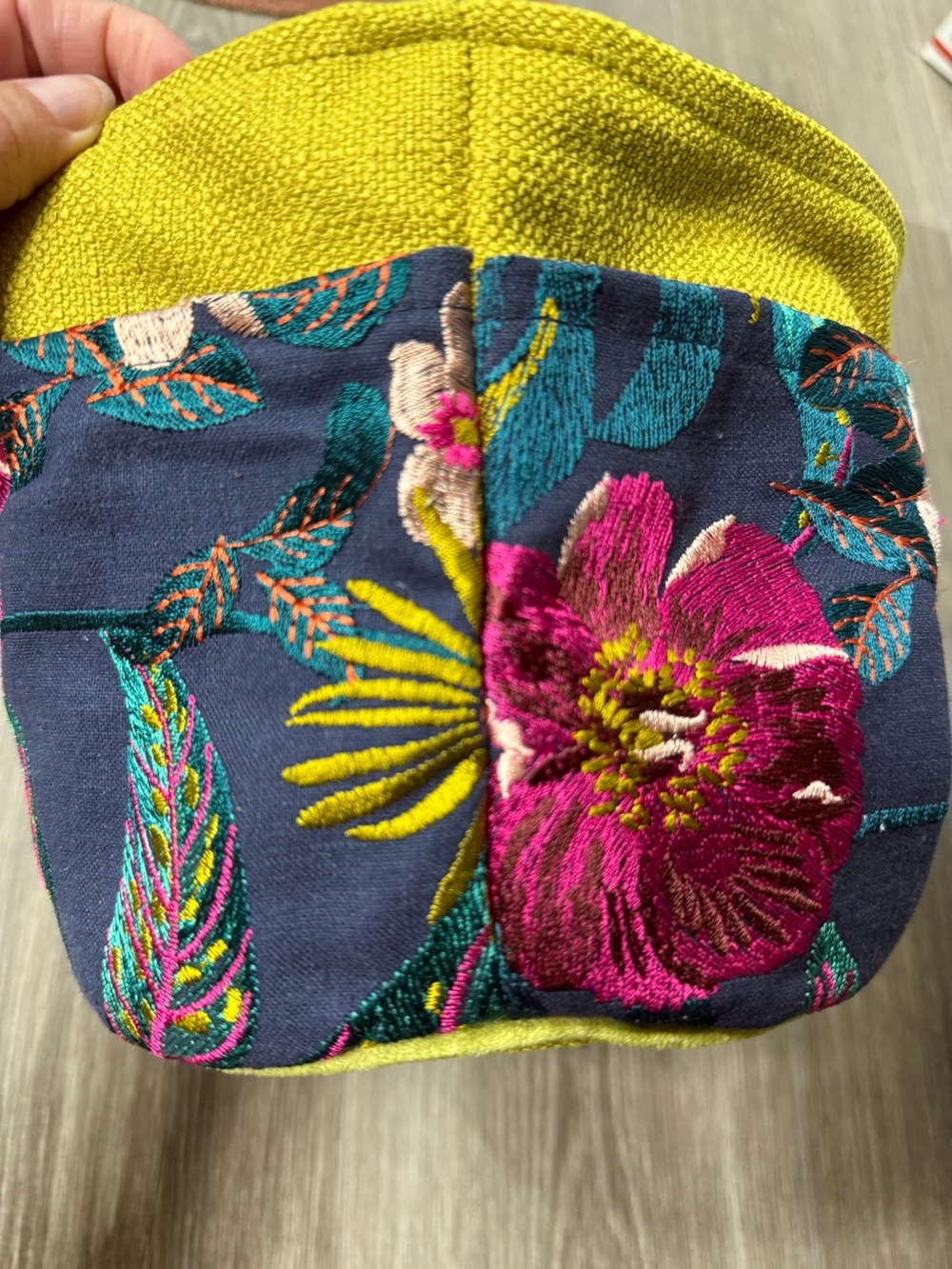 Atenti Short Caddy Flora Embroidered Project Bag Caddy Pockets Knitting Crafts - Picture 10 of 12